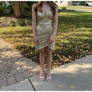 Sophia Thomas Homecoming Dress Gold